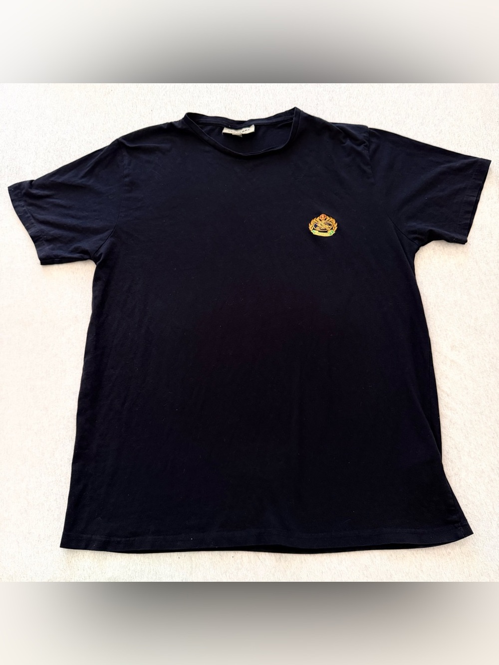 Burberry men’s black t shirt with embroidered logo